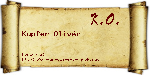 Kupfer Olivér névjegykártya